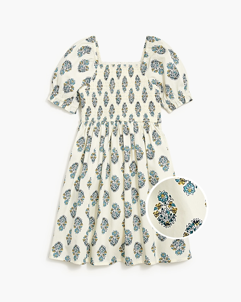 Girls' smocked block-print dress | J.Crew Factory