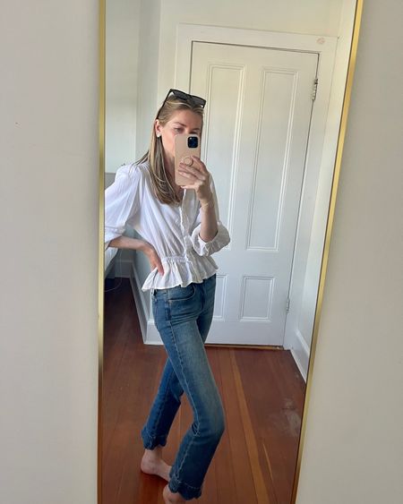 Tuesday work from home outfit of the day

- Frame scalloped hem crop denim
- Who Wear What peplum top
-  Amazon black sunglasses for under $15 
- I wore my black dolce vita loafers 



#LTKfindsunder100 #LTKxPrime #LTKstyletip