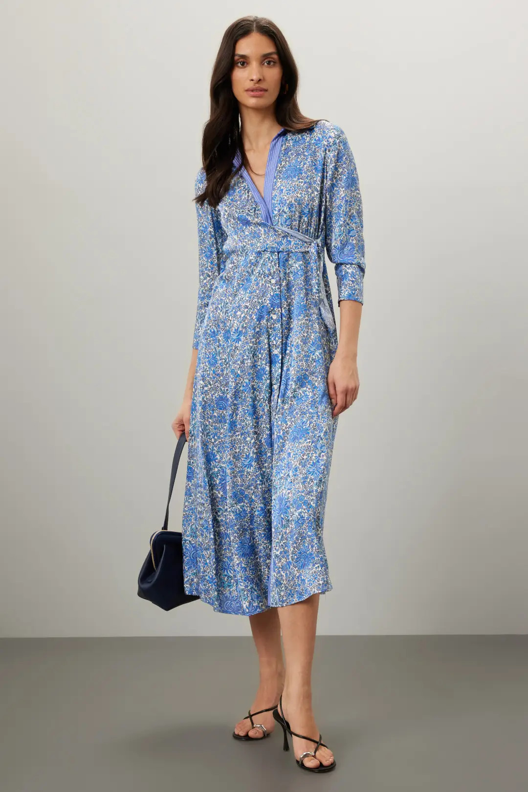 Blue Floral Midi Dress | Rent the Runway