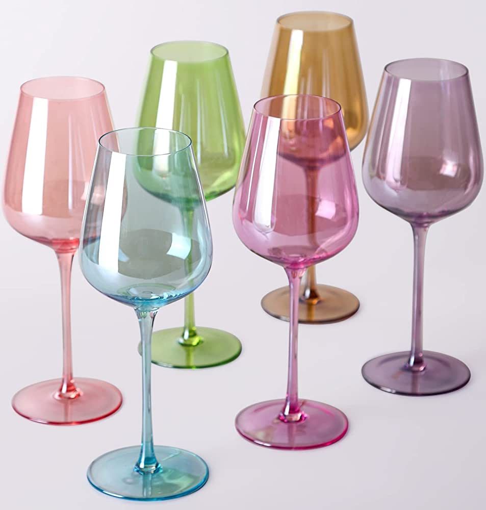 Amazon.com | Colored Wine Glasses Set of 6-17 oz Red Wine Glasses,European Unique Wine Glass Set,... | Amazon (US)