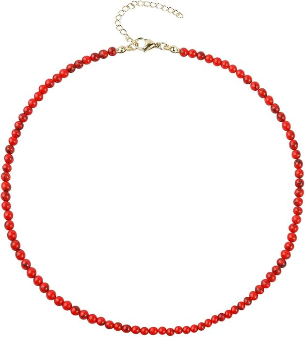 Turquoise Necklaces for Women Turquoise Beaded Necklace Handmade Bead Necklace 14K Gold Chain Boh... | Amazon (US)