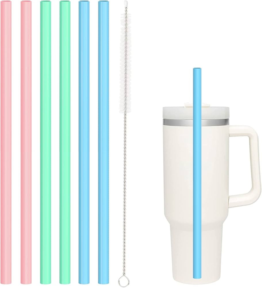 Silicone Straw Replacement for Stanley 40 oz 30 oz Tumbler Cup, 6 Pack Reusable Straws with Clean... | Amazon (US)