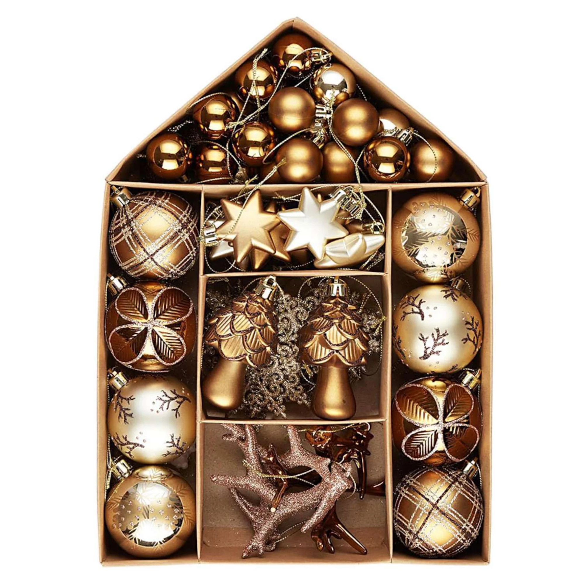 Vintage Woodland Ornament Large Bauble Set, 70 Ornaments with Woods Theme, Brown and Beige Colors | Kohl's