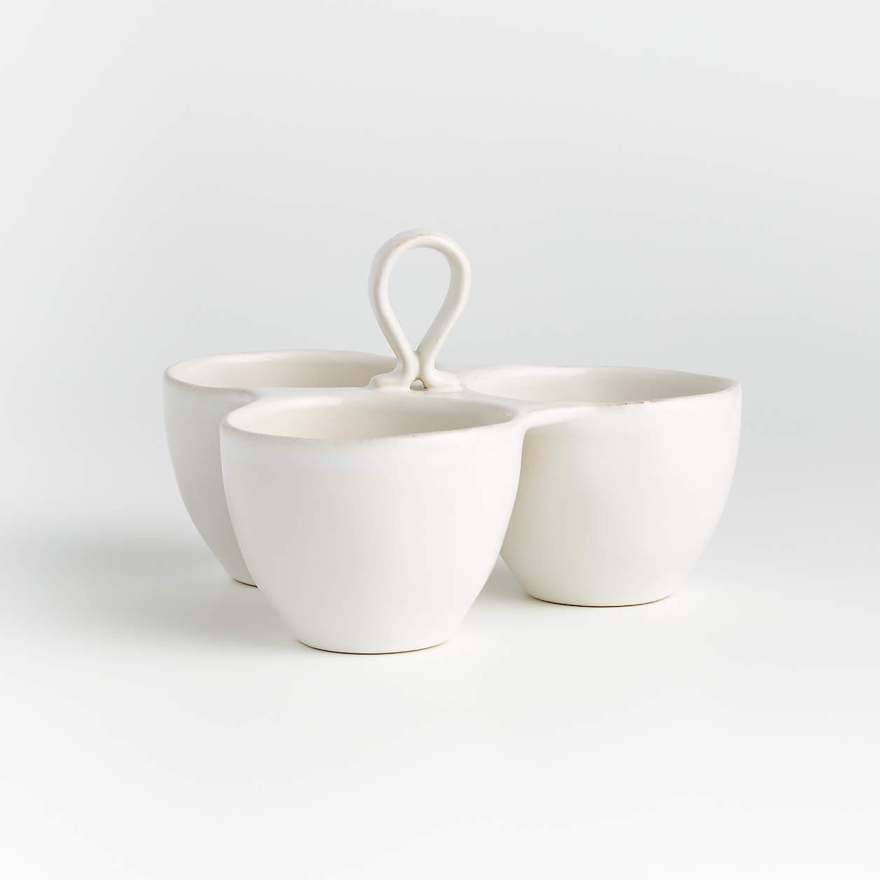 Marin White Stoneware 3-Part Server + Reviews | Crate & Barrel | Crate & Barrel