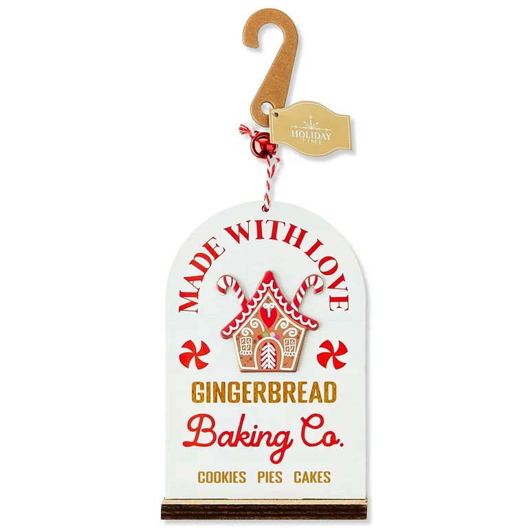White Wood Gingerbread Baking Sign Christmas Ornament, 5", by Holiday Time | Walmart (US)