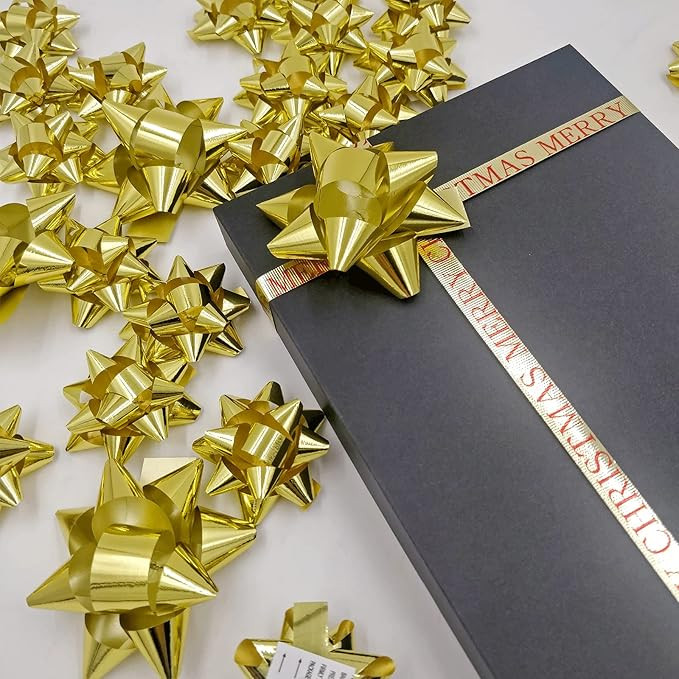 80pcs Gold Mini Gift Bow Set- 2" 3" Inch Small Christmas Bows for Gift, Tiny Stick On Bows for Pr... | Amazon (US)
