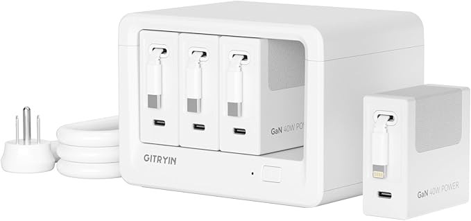Gitryin 12-in-1 Desktop Charging Station with 3 Retractable Type-C Chargers and 1 Lightning Charg... | Amazon (US)