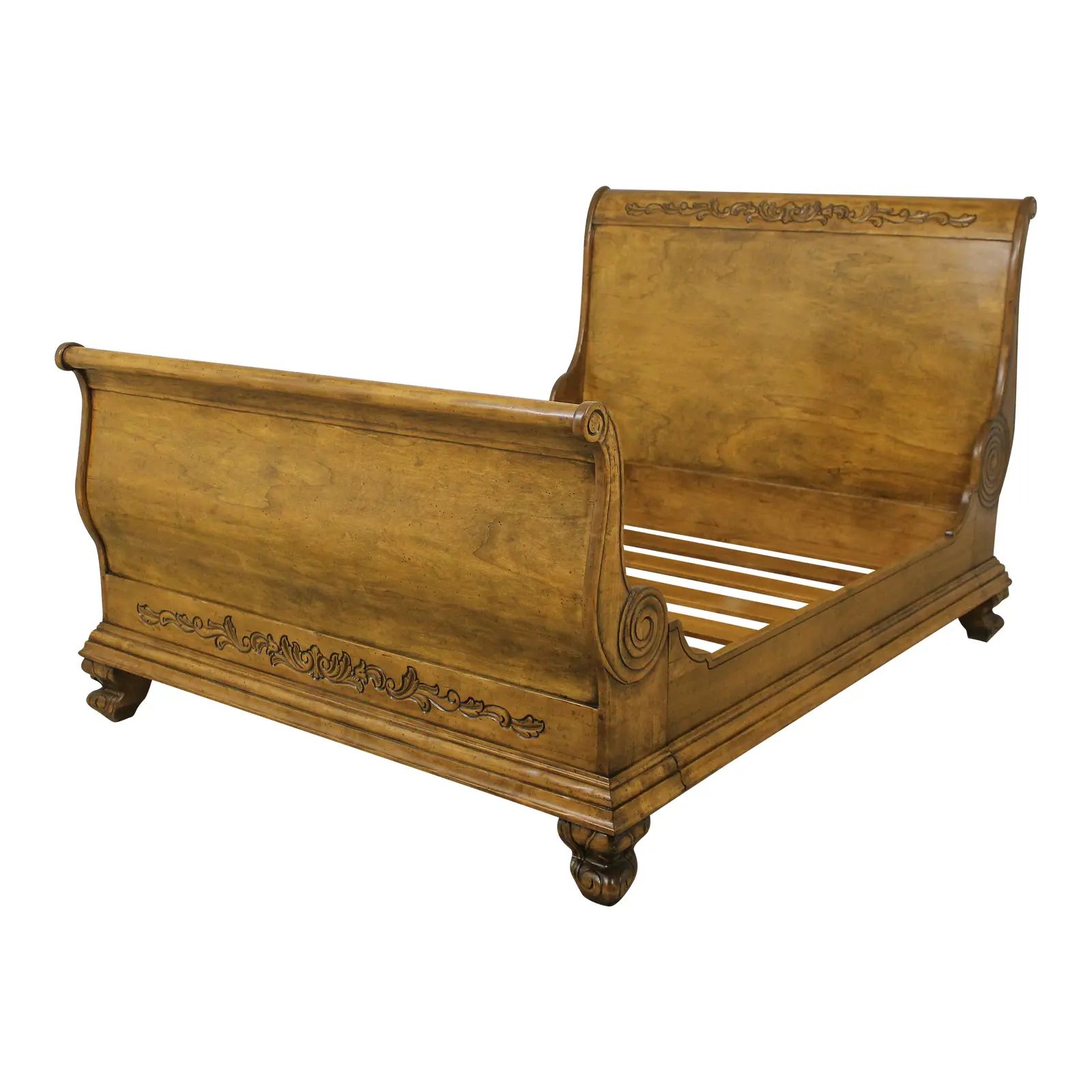 Guy Chaddock Queen Size Distressed Finish Sleigh Bed | Chairish