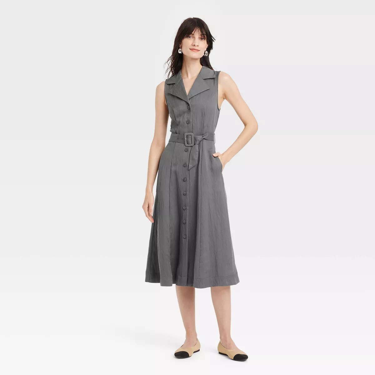 Women's Tie-Waist Midi Shirtdress - A New Day™ | Target