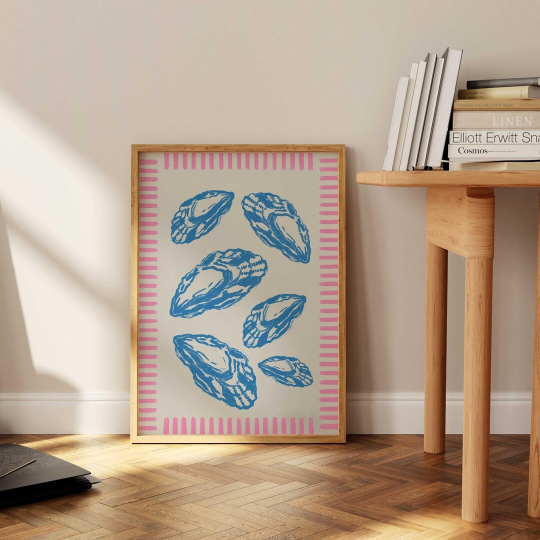 Sea Shell Oyster Painting Colorful Pastel Abstract Coastal Beach House Wall Art Print Summer Dini... | Etsy (US)