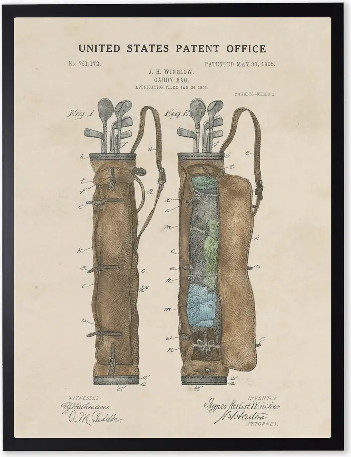 Antique Curiosities Golf Bag Patent in Black Frame | Nordstrom | Nordstrom