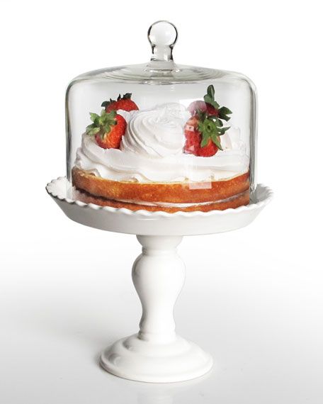 Jay Import Co Bianca Pedestal Cake Plate with Glass Cover | Neiman Marcus