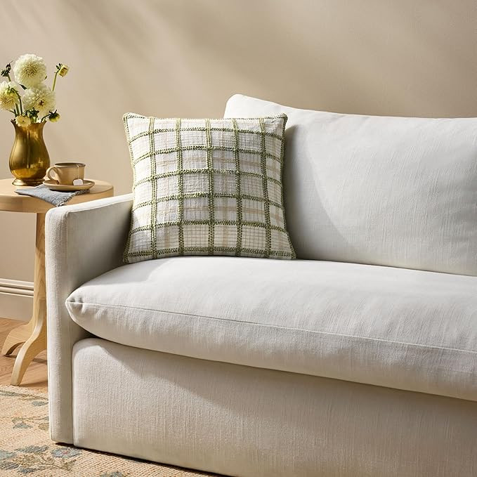 Loloi Chris Loves Julia Norman Collection PCJ0035 Ivory/Green 18'' x 18'' Cover w/Down Pillow | Amazon (US)