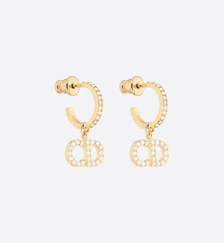Clair D Lune Earrings Gold-Finish Metal and White Crystals | DIOR | Dior Couture