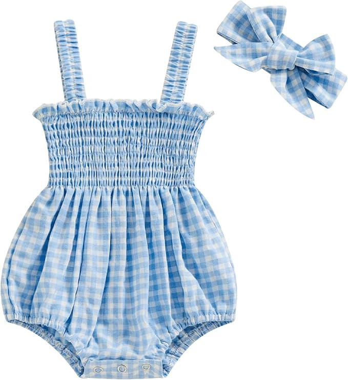 FOMOYUU Infant Newborn Baby Girl Ruffle Sleeveless Romper Summer Clothes Outfit with Cute Floral ... | Amazon (US)
