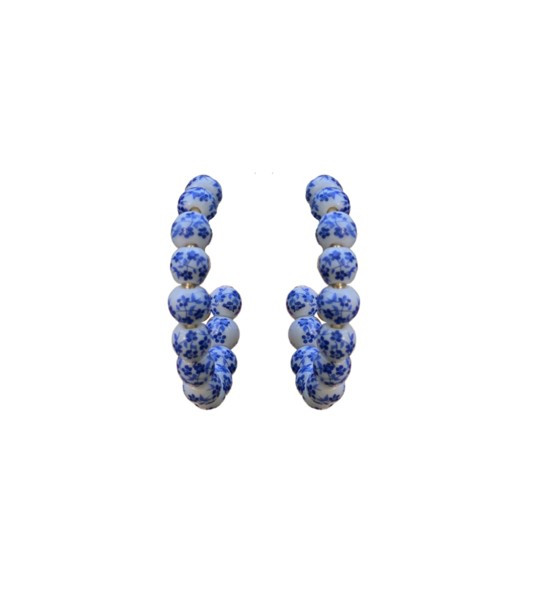 pre order: blue and white porcelain hoops | Nicola Bathie Jewelry