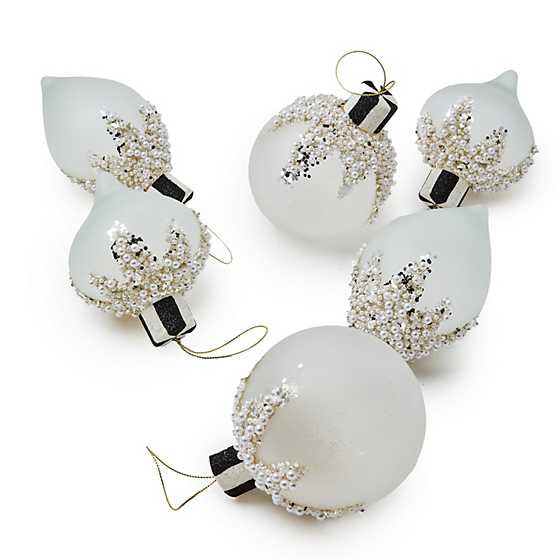 Crystal Palace Pearl Assorted Glass Ornaments, Set of 6 | MacKenzie-Childs