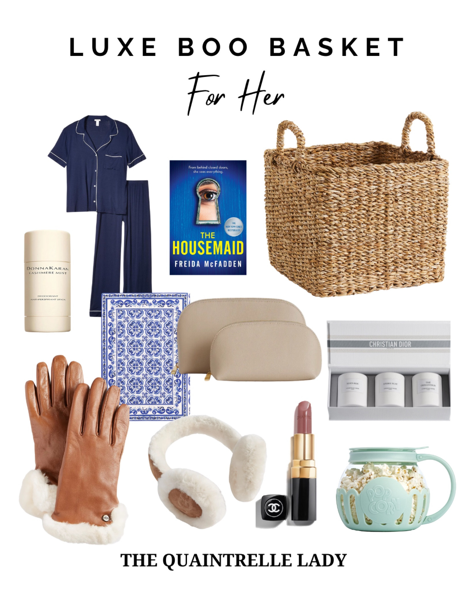 Luxe boo basket for her 🖤 #boobasket #boobasketgiftideas #giftideasforher #holidaygiftguide #boobasketgiftguide #holidaygiftideas

#LTKSeasonal #LTKGiftGuide #LTKHoliday