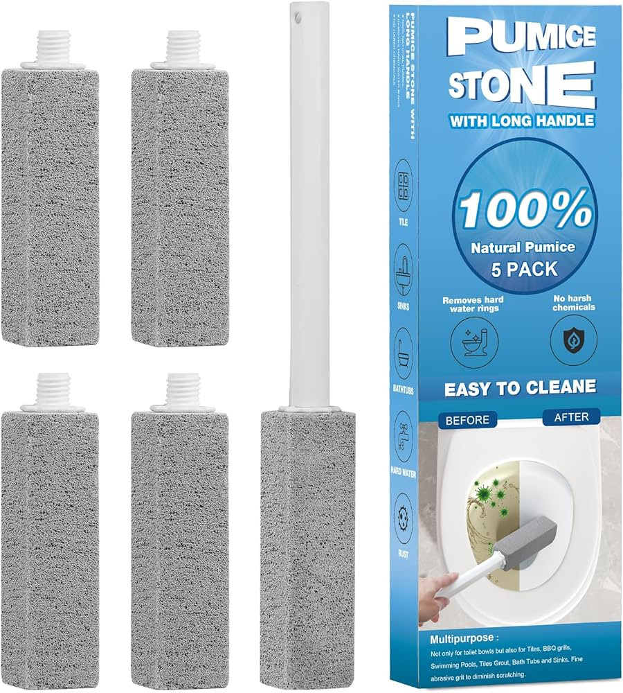 5 Packs Pumice Cleaning Stone with Extra Long Handle, Pumice Stone for Toilet Bowl Clean for Clea... | Amazon (US)