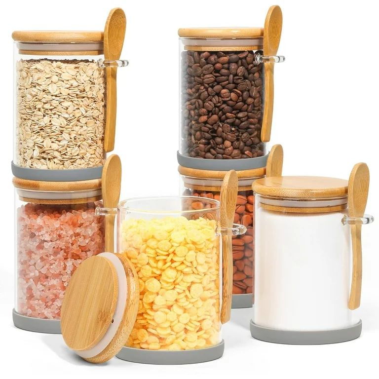Glass Jars with Bamboo Lids & Spoons Set of 6,19oz Overnight Oats Containers with Lids,Sugar Coff... | Walmart (US)