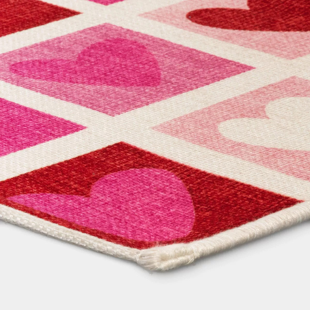 Valentine's Day Hearts Grid Scatter Accent Rug Pink/Red/White - Room Essentials™ | Target