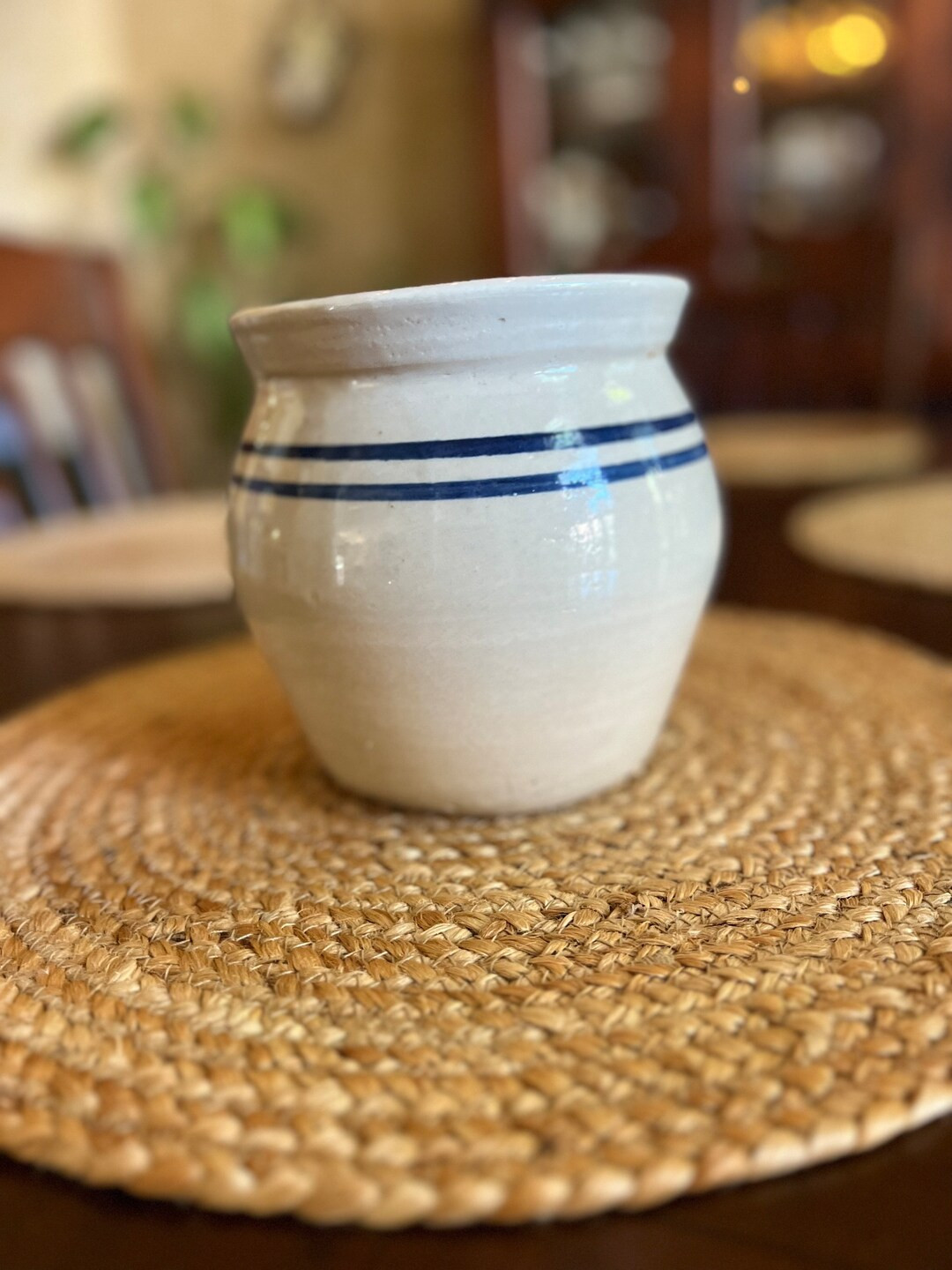 Vintage blue band stoneware crock, primitive country farmhouse kitchen | Etsy (US)