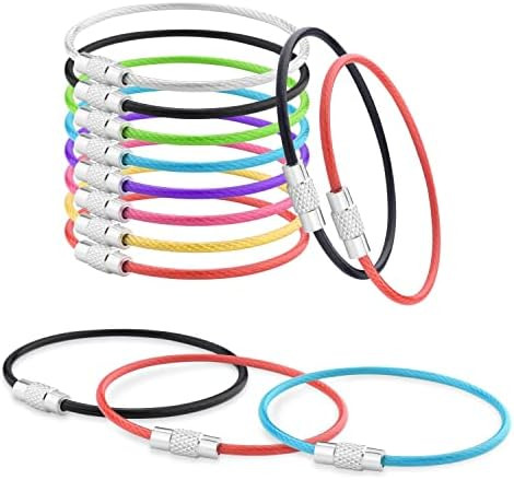 CooBigo 16 Pack Stainless Steel Loops 2mm Coated Wire Keychain Cable Large Keyrings 6 inch Key Ch... | Amazon (US)