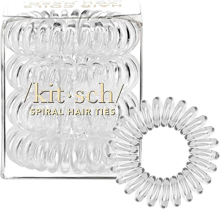 Kitsch Spiral Hair Ties, Coil Hair Ties, Phone Cord Hair Ties, Hair Coils - 4pcs, Transparent | Amazon (US)