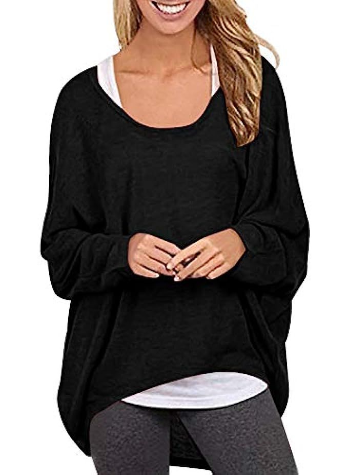 Yidarton Womens Sweater Casual Oversized Baggy Off-Shoulder Long Sleeve Pullover Shirts Tops | Amazon (US)