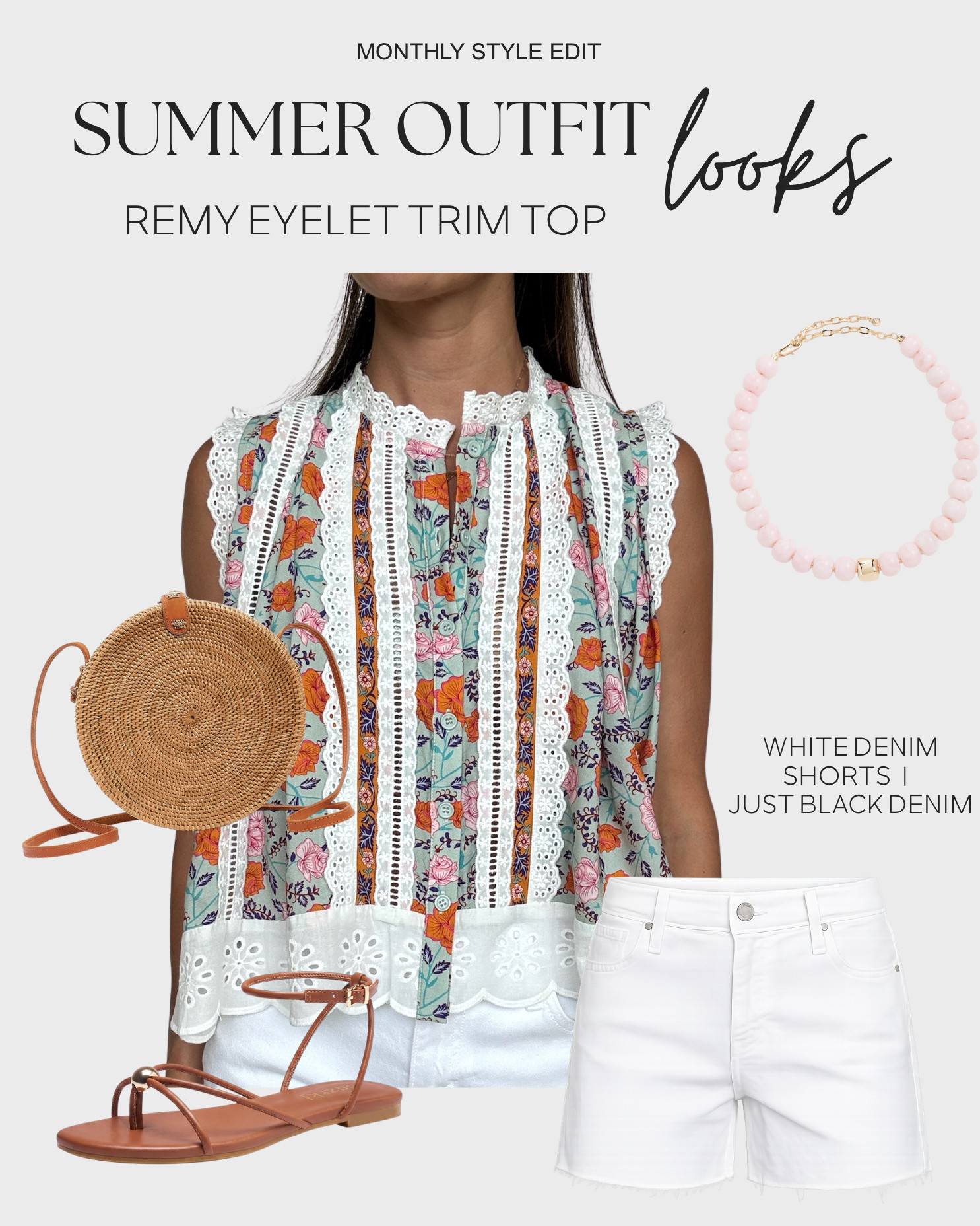 Remy Eyelet Trim Top styled for Summer - shop top and shorts at shopteddyrose.com 

 #LTKgrwm #LTKootd