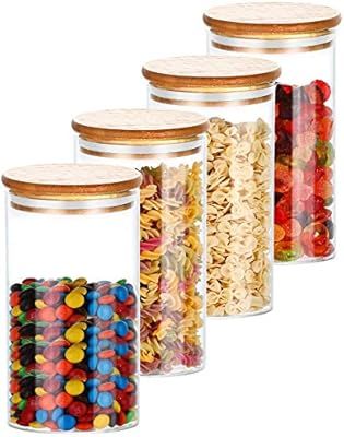 Praknu Glass Storage Jars with Lid, Set of 4, Airtight, 8 Seals, 1.2 L, Dishwasher Safe | Amazon (UK)