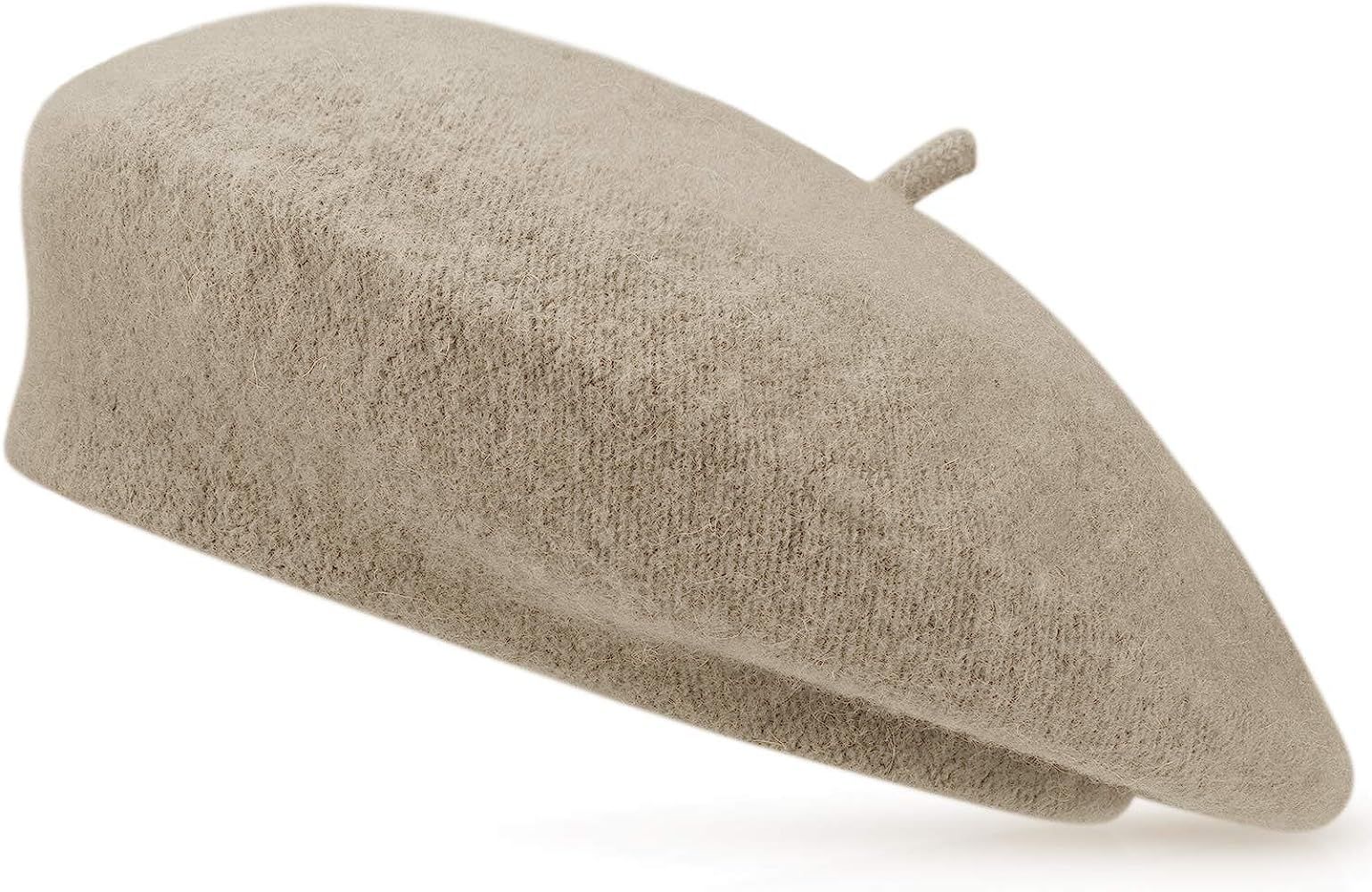 Jeicy Wool Beret Hat Solid Color French Artist Beret Skily Scarf Brooch | Amazon (US)