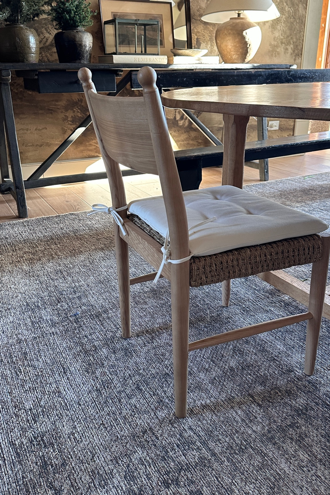 these new studio mcgee threshold chairs are absolutely STUNNING. the quality color and comfort A+. if you read the reviews. the reviewer who stated the hardware went through the leg - SHE USED THE WRONG screws. she flipped the back and front screws. read the instructions!! in order for the screws to line up. start with one screw tighten it down and it pulls so the holes line up on the other side. there is no defect. these are beautiful  

#LTKHome

#LTKHome