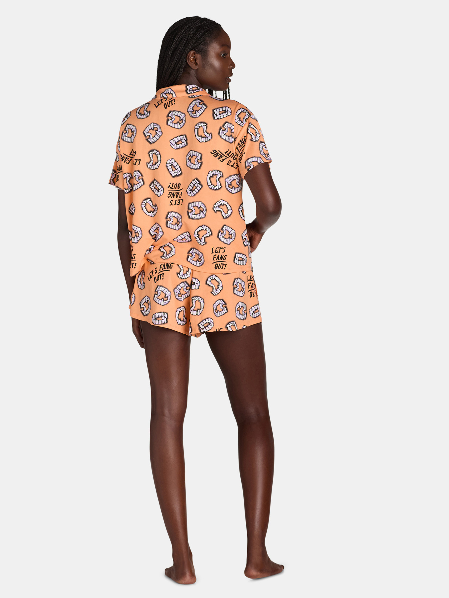 Conjunto de Pijama Corto con Estampado de Colmillos para Mujer de Halloween, 2 Piezas, Tallas XS-... | Walmart (US)