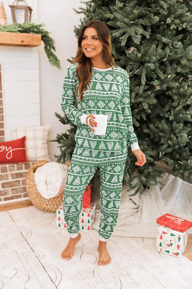 Right Timing Women's Green Tree Print Pajama Pants | The Pink Lily Boutique