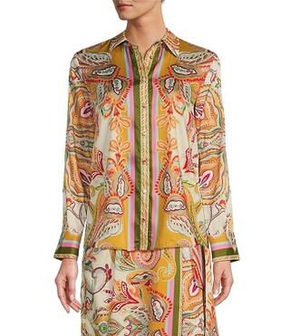 Antonio Melani Polina Paisley Long Sleeve Coordinating Button Down Blouse | Dillard's | Dillard's