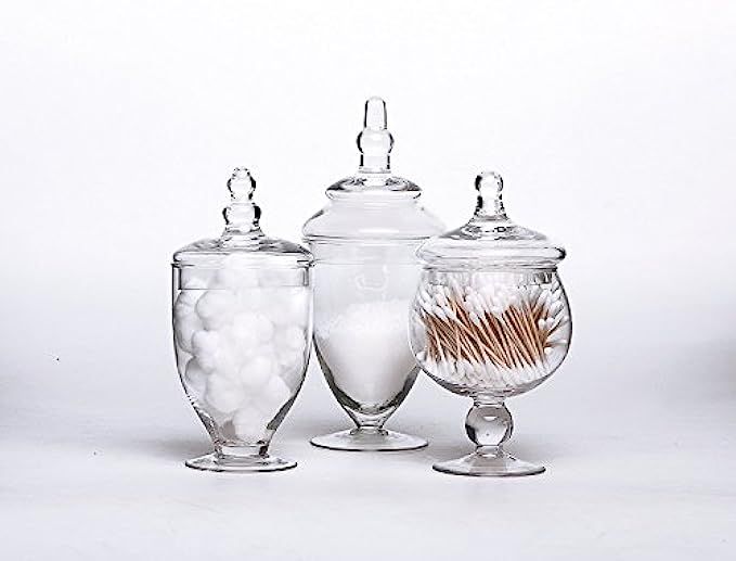 Set of 3 Clear Glass Apothecary Jars - Wedding Candy Buffet Containers | Amazon (US)