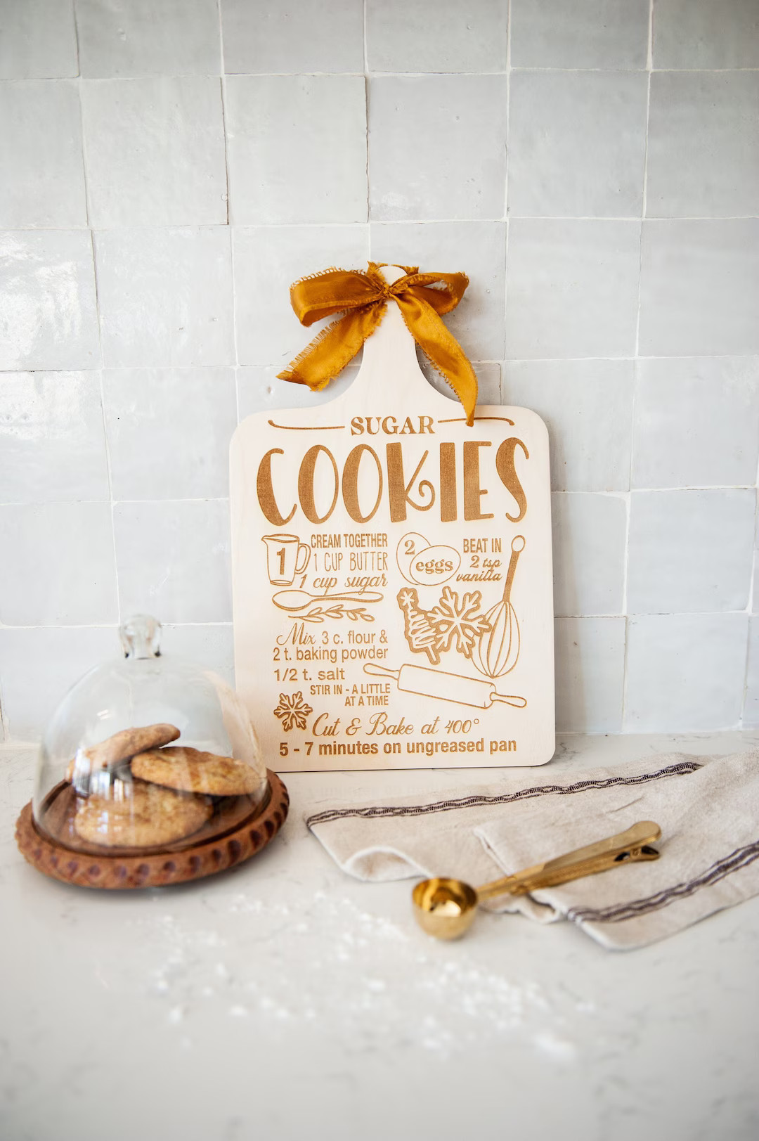 Sugar Cookie Recipe Board Christmas Holiday Cutting Board Sugar Cookie Board Farmhouse Decorative... | Etsy (US)