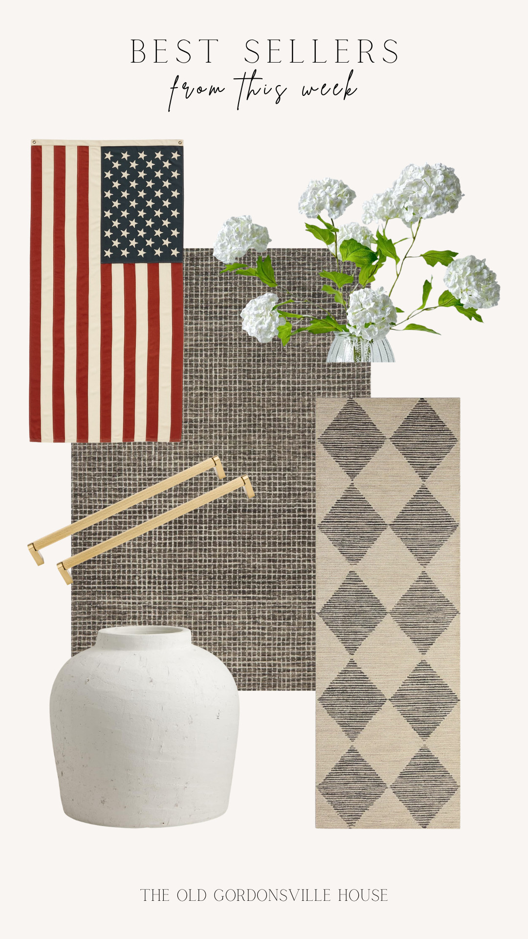 This week's best sellers.
 
rug, runner, flag, cabinet hardware, vase, stems, neutral, modern, july 4th, home decor 

 #LTKHome