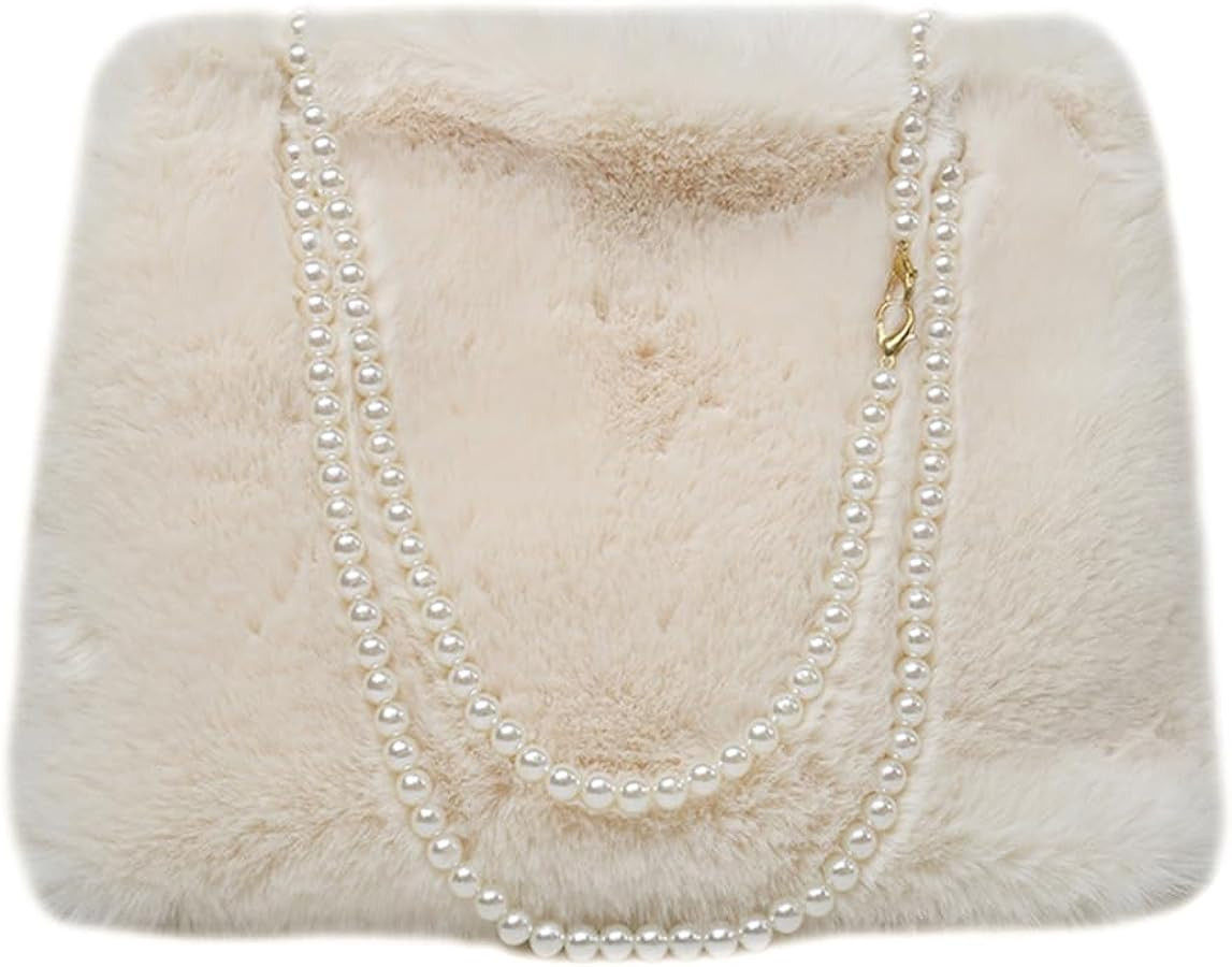 Joukavor Fuzzy Tote Bag Furry Purse for Women Faux Fur Fluffy Shoulder Bag Crossbody Bag with Pea... | Amazon (US)