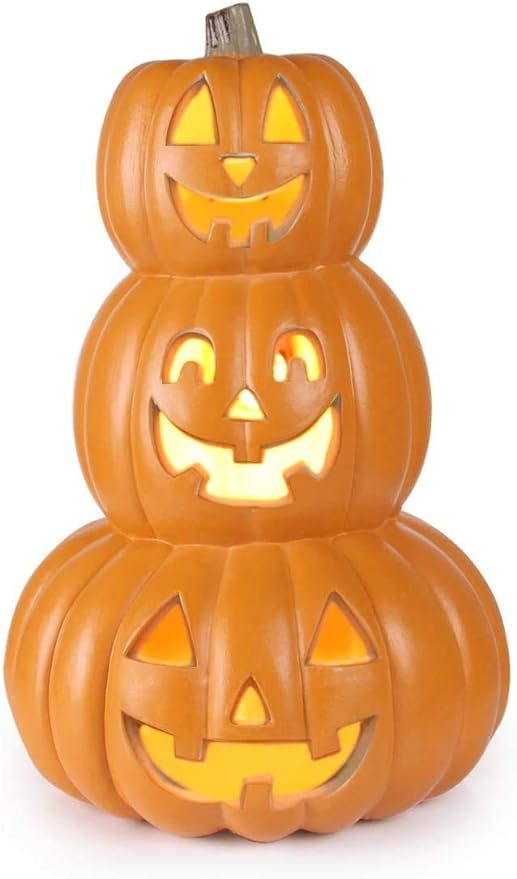 Halloween Pumpkin Lantern - Jack-O-Lantern Lights - Holiday Pre-lit Pumpkin Lantern W/ Unique 3 T... | Amazon (US)