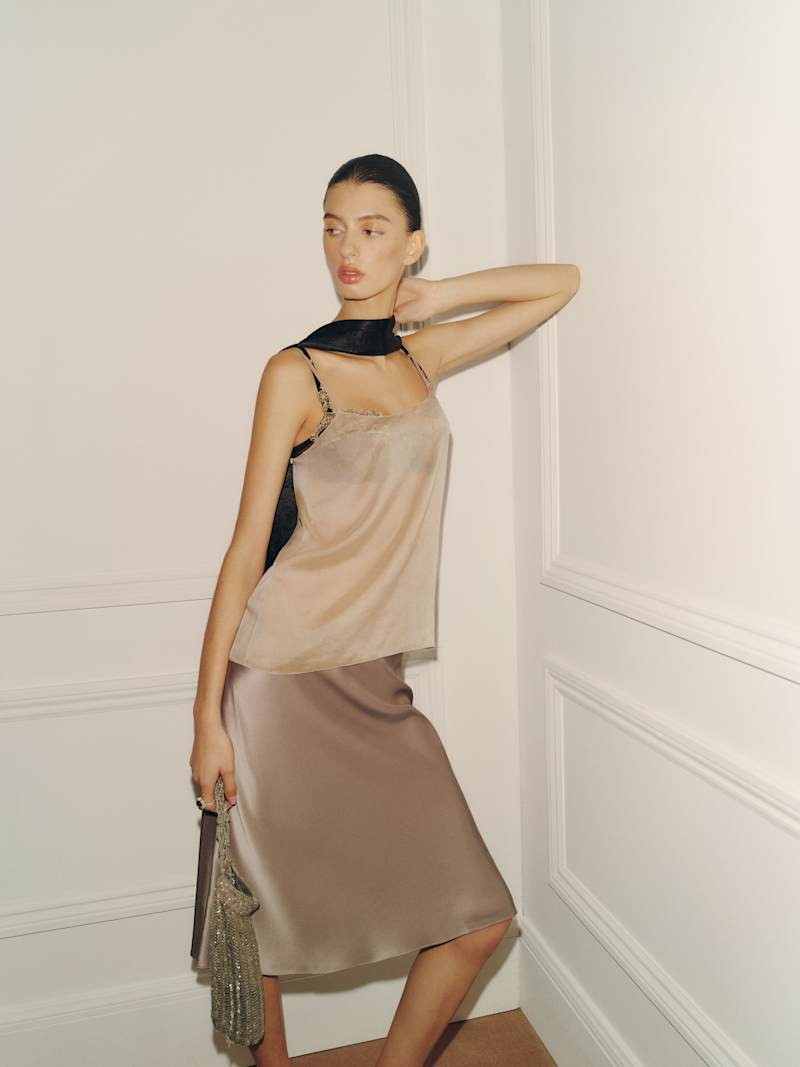 Layla Silk Knee Length Skirt | Reformation (Global)