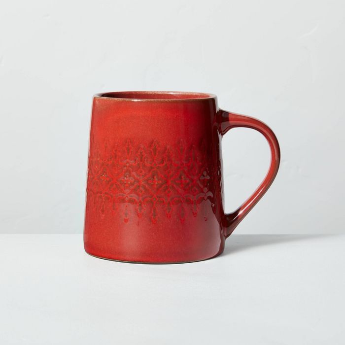 Etched Lace Pattern Stoneware Mugs Red - Hearth & Hand™ with Magnolia | Target