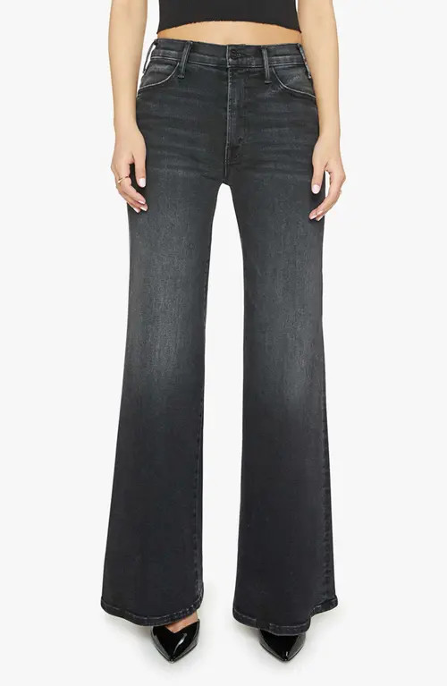 MOTHER Lil Hustler Roller Sneak Flare Jeans in Not Today Satan at Nordstrom, Size 24P | Nordstrom