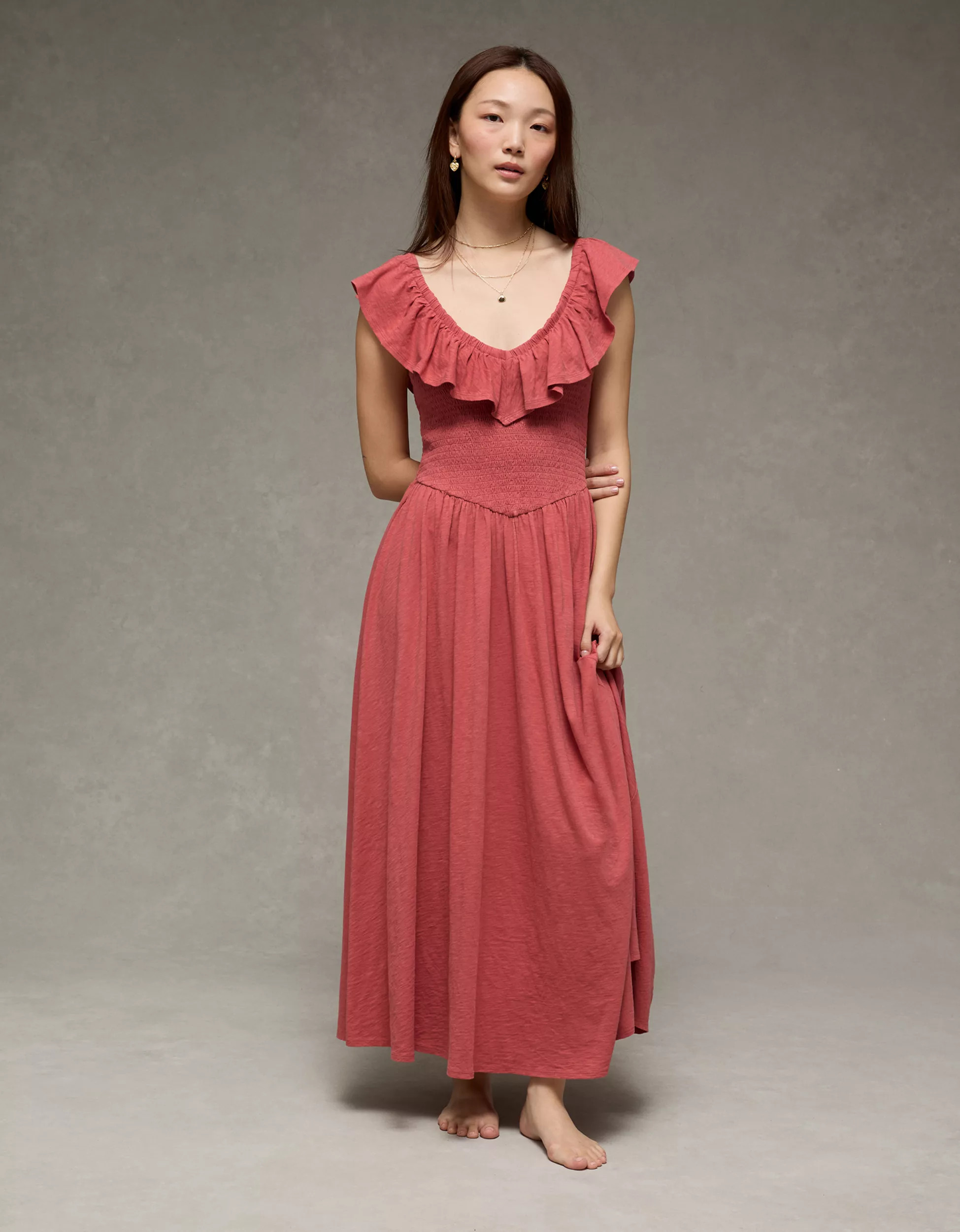 AE Sunchaser Knit Drop Waist Midi Dress | American Eagle Outfitters (US & CA)