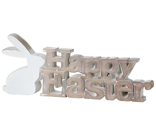 Wood Happy Easter Sign 10.75" By Valerie - QVC.com | QVC