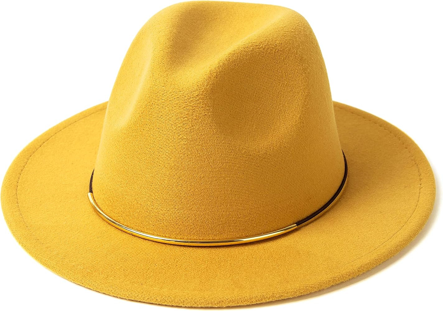 Womens Fedora Hats with Belt Buckle Wide Brim Panama Fedora Cap | Amazon (US)
