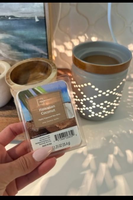 If it’s coconut anything I’m buying it 🤣 this Walmart warmer is giving coastal vibes and I love how the light reflects 👌🏻 melts are only $2 bucks! 

#LTKHome