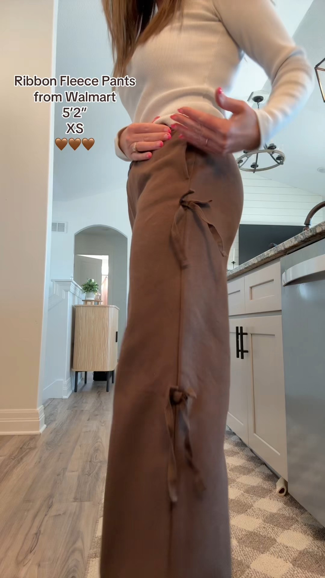 Ribbon fleece pants from #walmart 🤎💙 #bow #sweatpants #fleece 

#LTKActive #LTKmomlife #LTKPetite