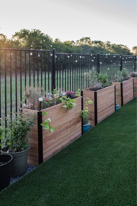 Love my parent’s backyard that has 36” tall raised planter boxes. So easy to put plants in and looks pretty! Linking string lights that we hung that are shatter proof, too  

#LTKstyletip #LTKhome